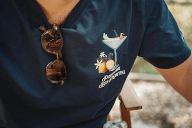 PORTOFINO PRINTED NAVY COTTON T-SHIRT - Portofino Dry Gin